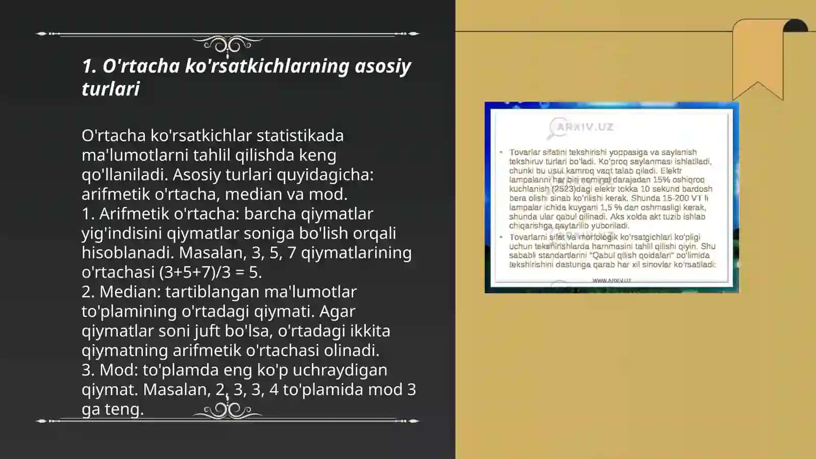 O'rtacha va nisbiy ko'rsatkichlarni hisoblash usuli hamda uni tahlilda qo'llanilishi 3