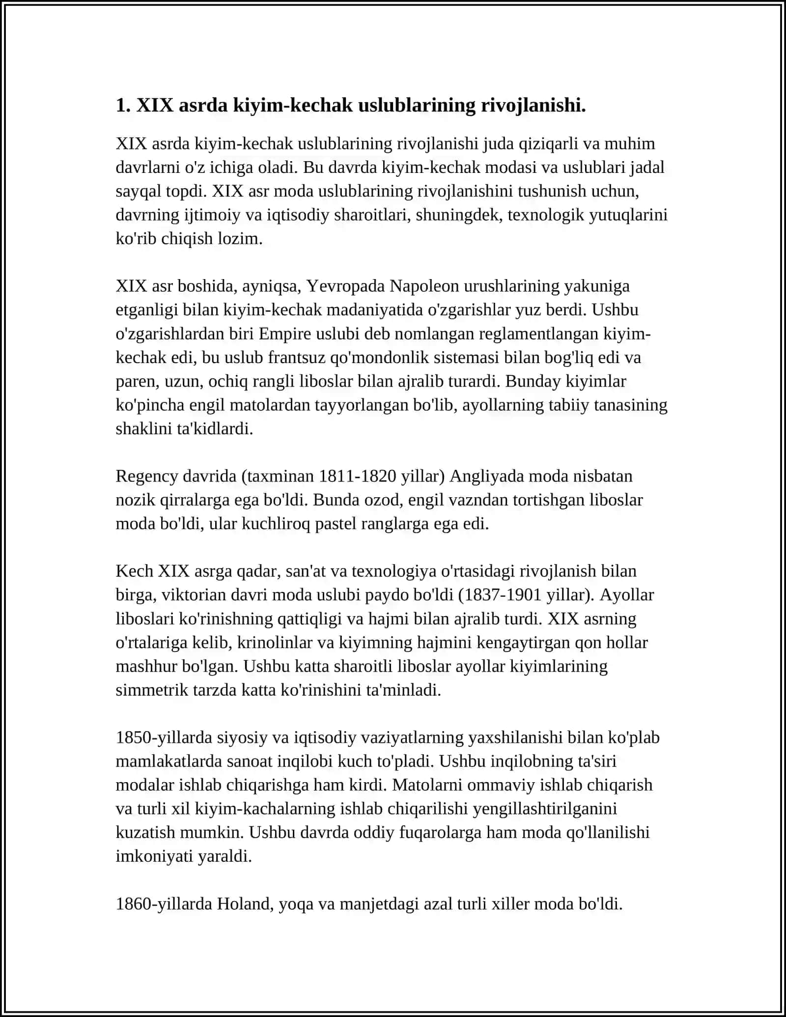XIX ASR OXIRIDA “KUTYURE” HAMDA “MODA UYI” TUSHUNCHALARINING PAYDO BO‘LISHI 3