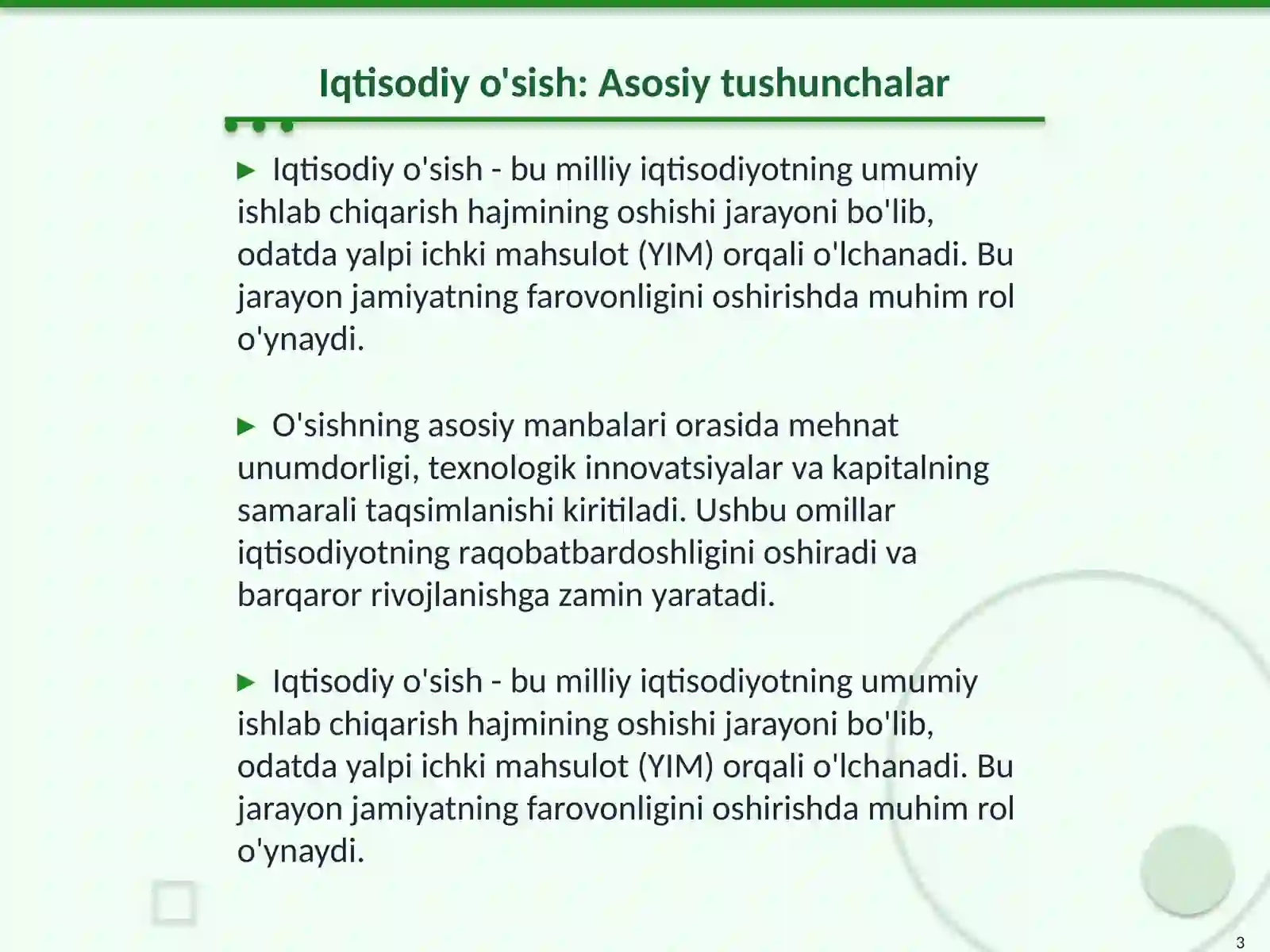 Iqtisodiy usish va uni taminlovchi omillar 3