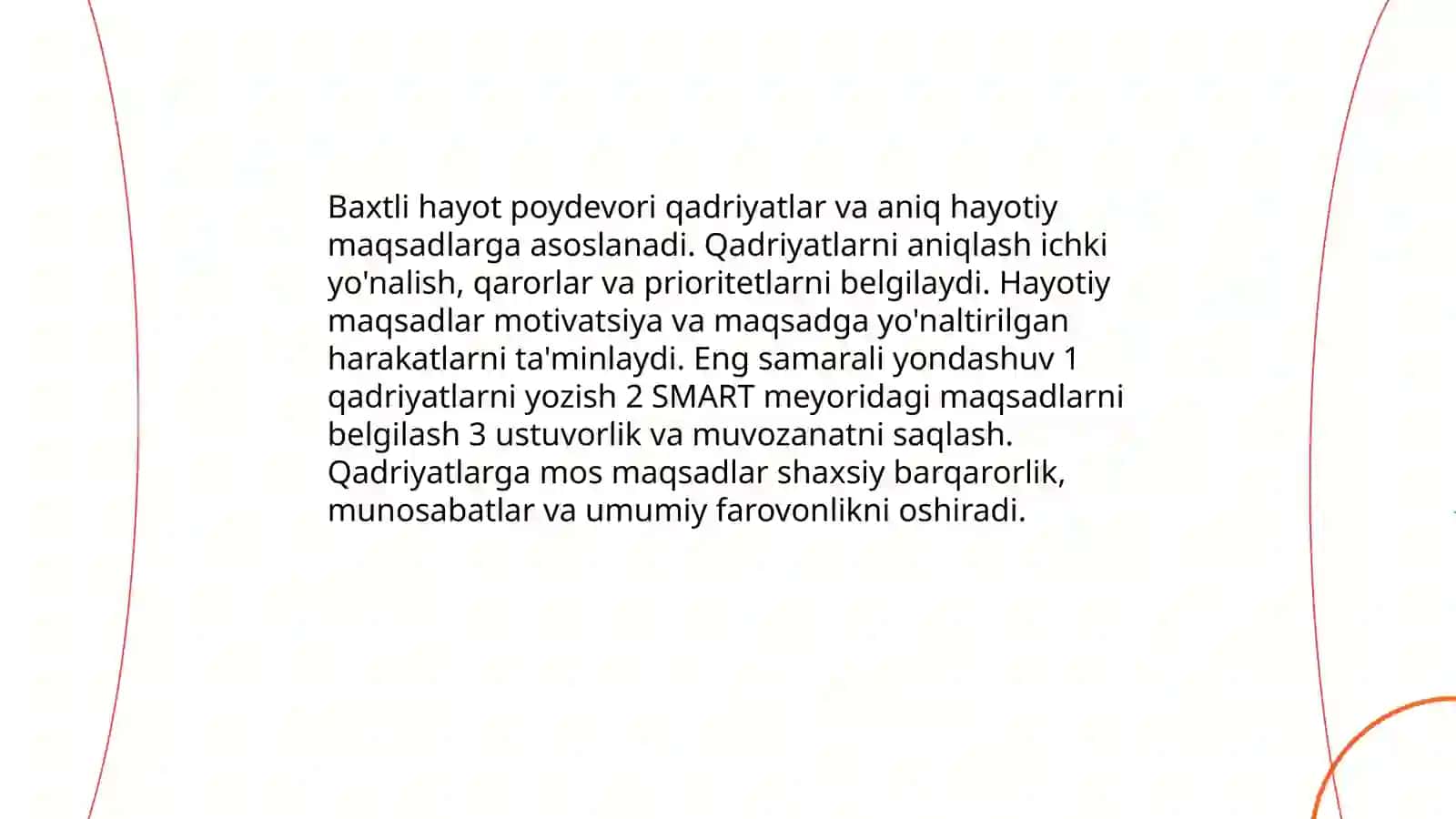 Baxtli hayot poydevori: qadriyatlar va hayotiy maqsadlar 3