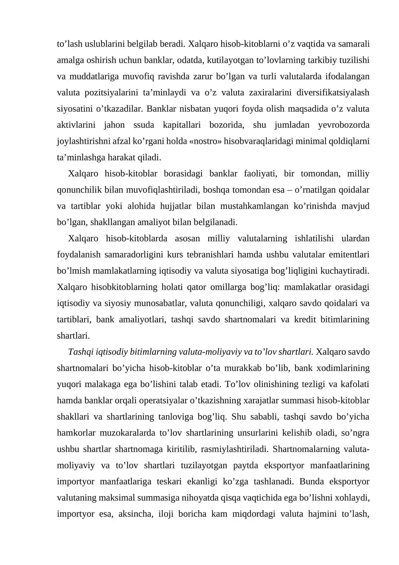 Xalqaro hisob-kitoblar va ularning asosiy shakllari 3