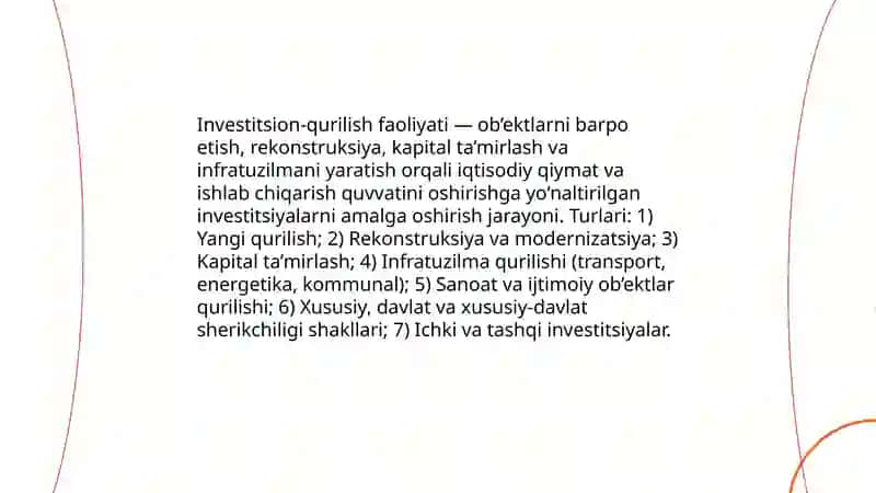 Investitsion-qurilish faoliyati 3