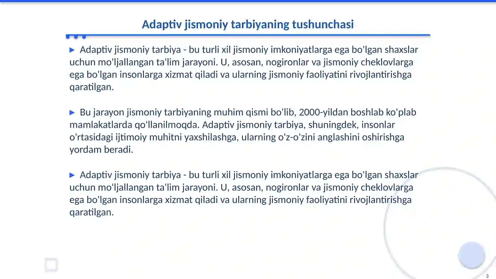Adaptiv jismoniy tarbiyaning asosiy tarkibiy qismlari turlari 3