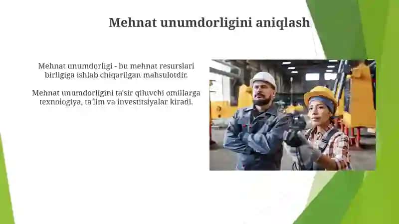 Mehnat unumdorligi - iqtisodiy o'sish omili sifatida 3