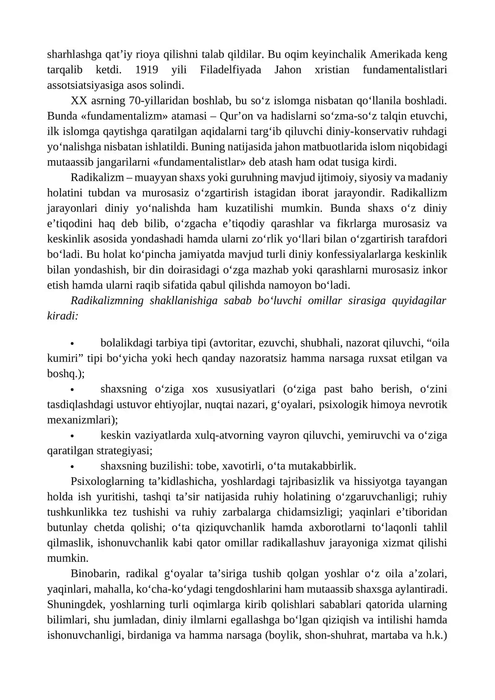 12-Mavzu. DINIY FANATIZM, EKSTREMIZM, FUNDAMENTALIZM, TERRORIZMNING TARIXI VA ULARNING HOZIRGI DAVRDA XAVFSIZLIKGA TAHDIDI 3