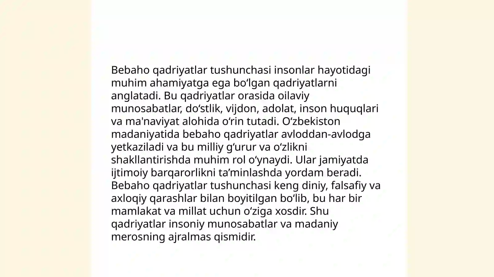 Bebaho qadriyatlar 3