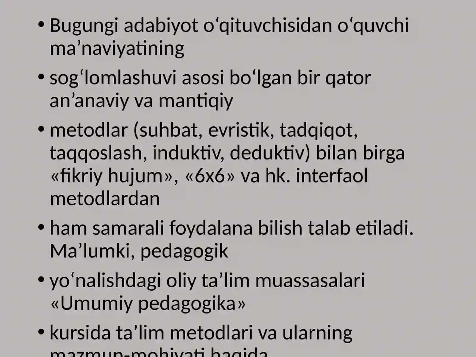 Q.Yo'ldoshevning ADABIYOT O'QITISHNING ILMIY NAZARIY ASOSLARI“ Kitobi bilan tanishish 3
