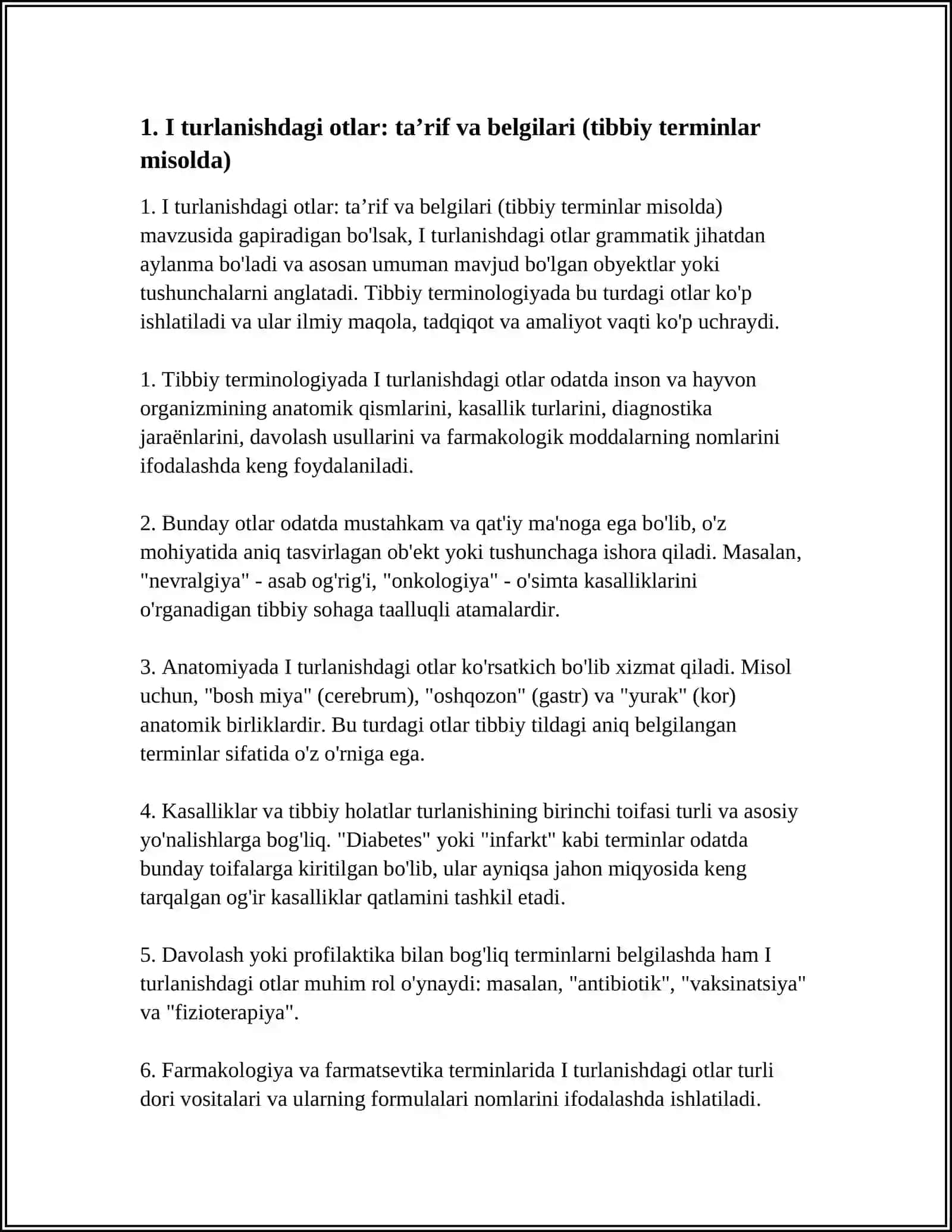 I VA LL TURLANISHDAGI OTLAR(TIBBIY TERMINLAR MISOLDA) 3