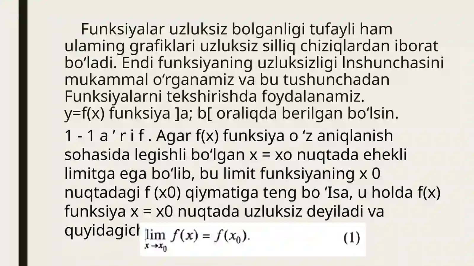 UZLUKSIZ FUNKSIYALAR VA ULARNING XOSSALARI 3