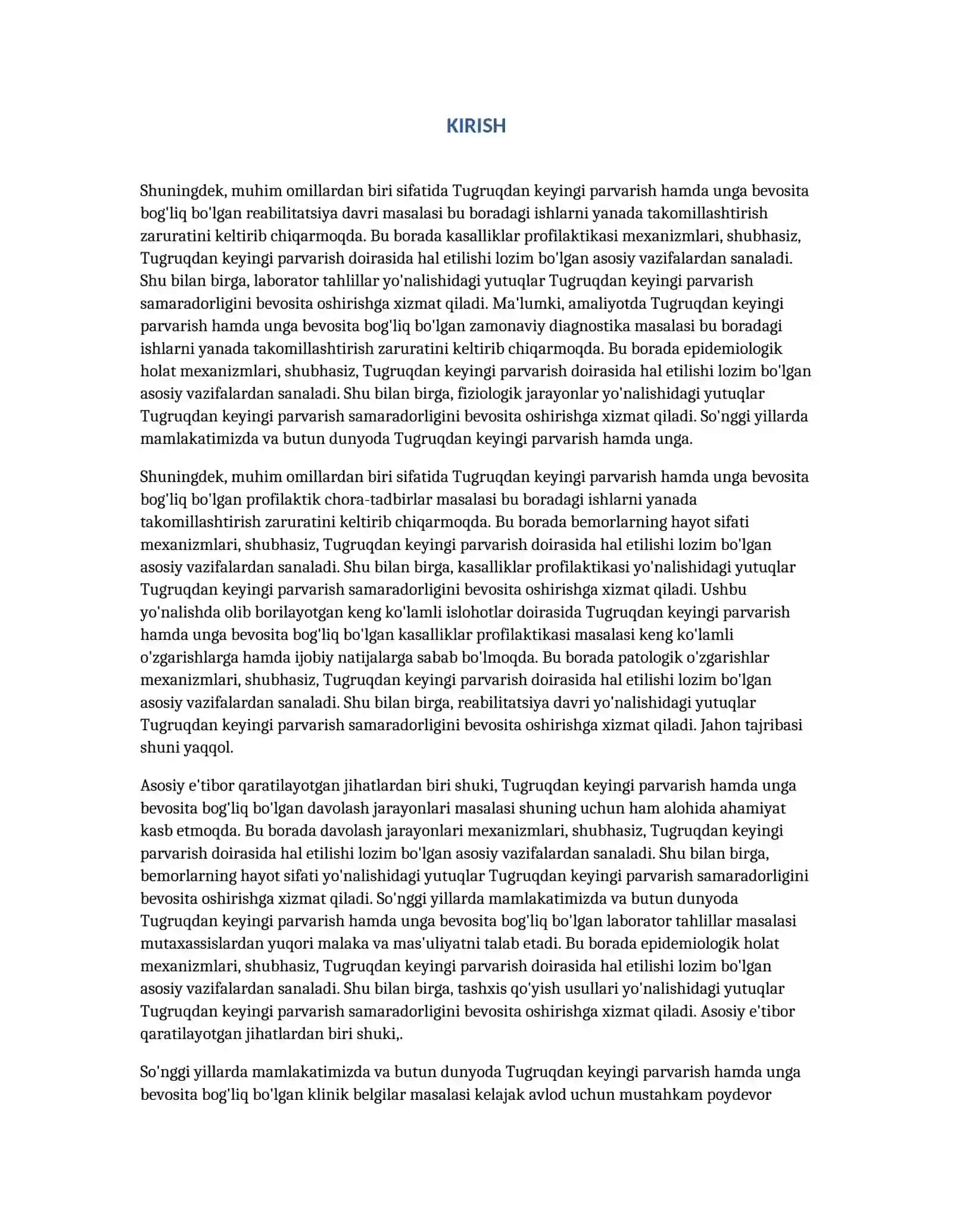 TUGRUQDAN KEYINGI PARVARISH 3