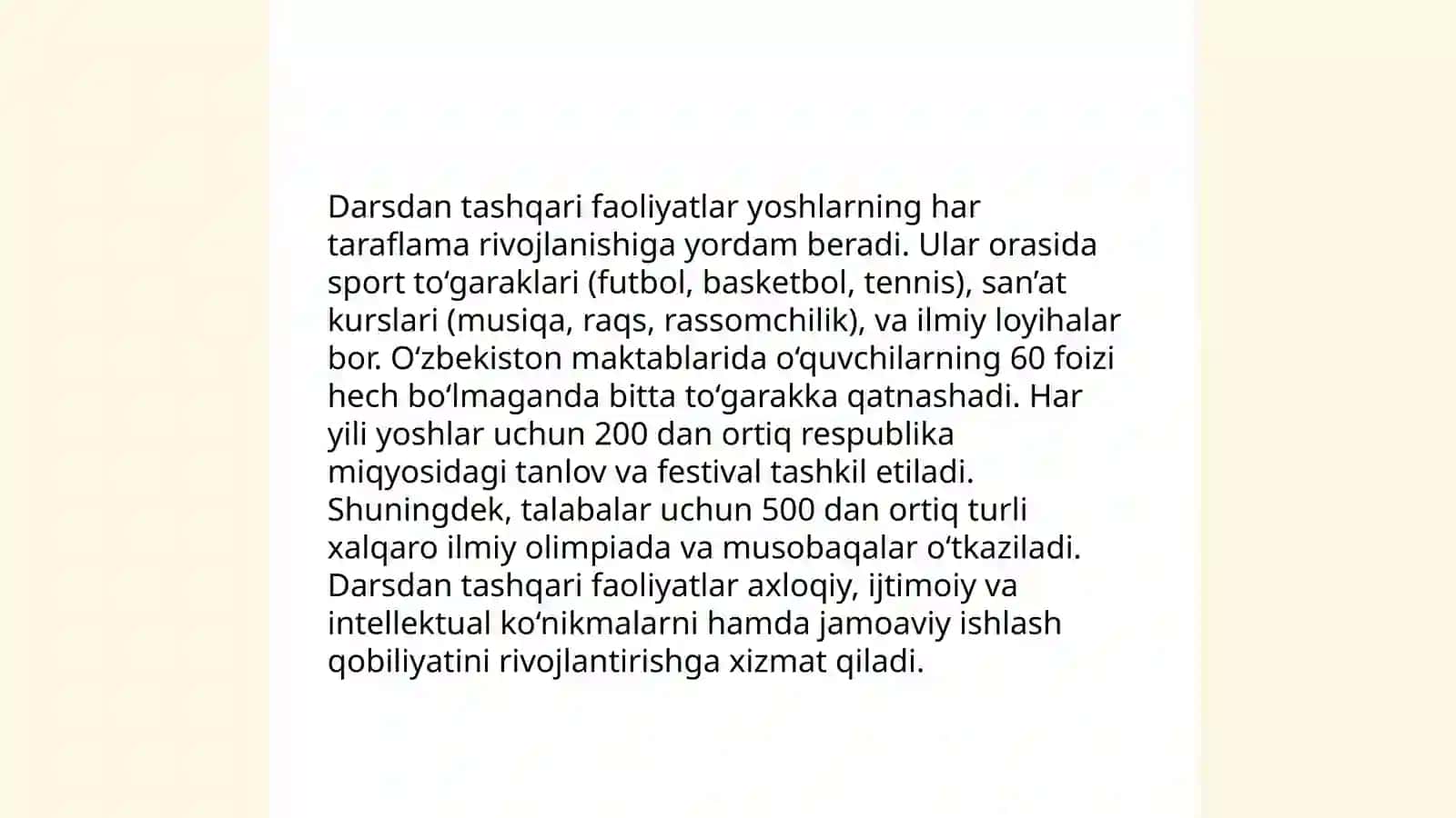Darsni darsdan tashqari ish bilan bogʻlash 3