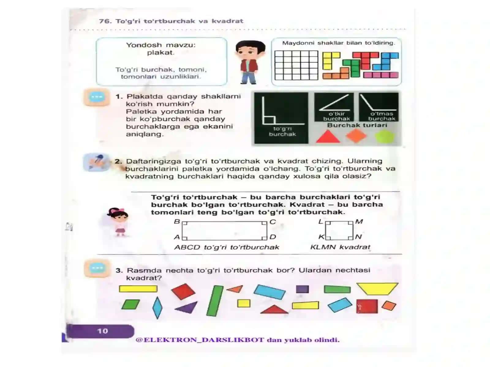 Togritortburchak va kvadratning xossalari 3
