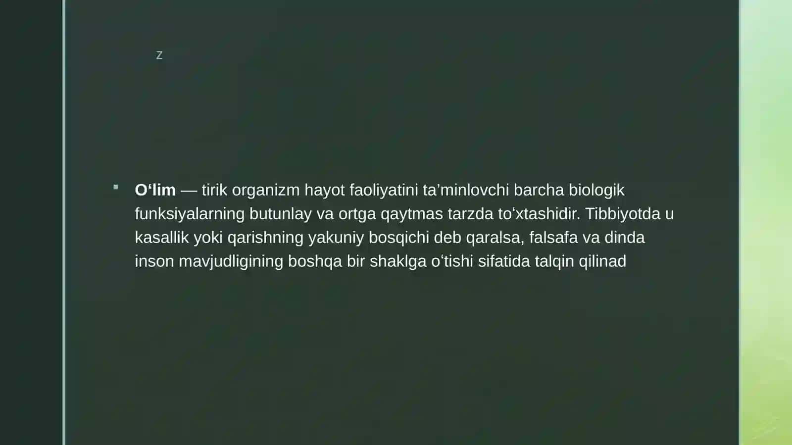 Oʻlimhaqida tushunchalar 3