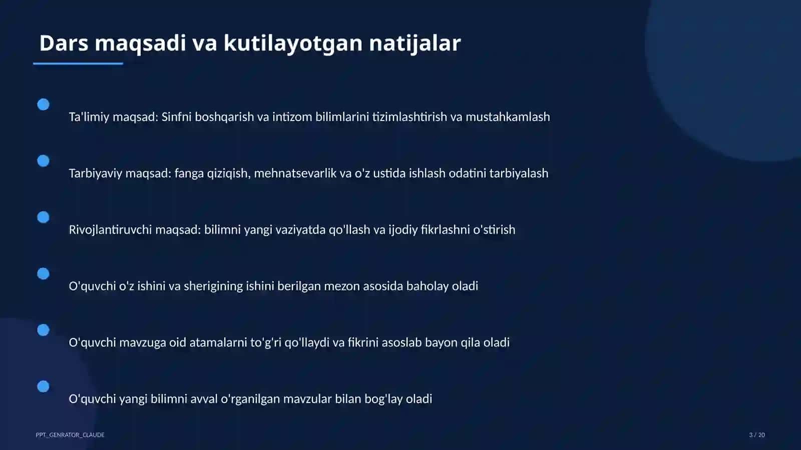 Sinfni boshqarish va intizom 3