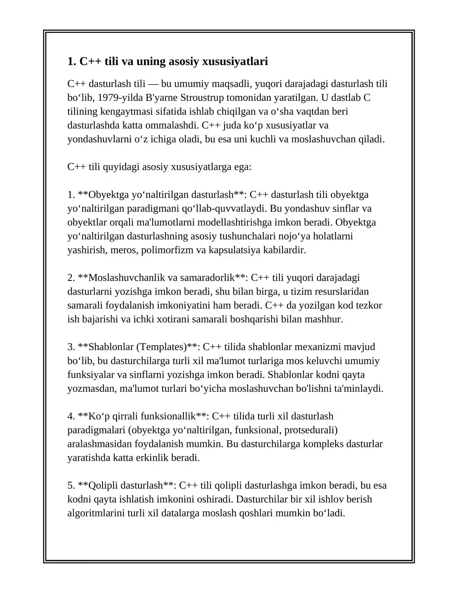 DASTURLASH TILLARI C++ 3