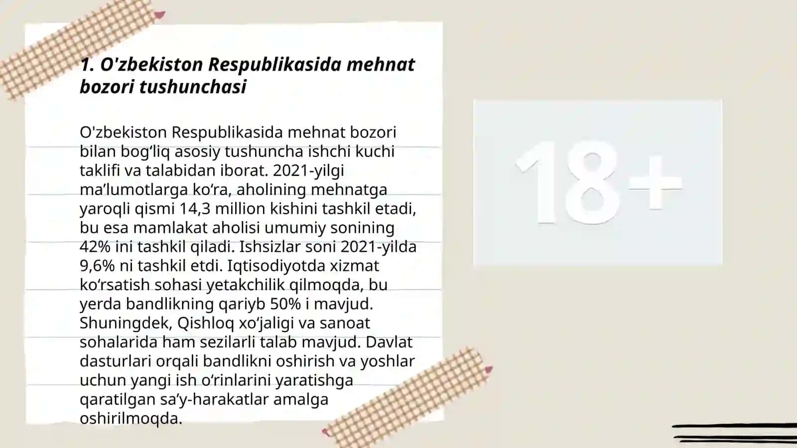 O'zbekiston Respublikasida mehnat bozorining shakllanishi va ishsizlikni o'ziga xos xususiyatlari 3