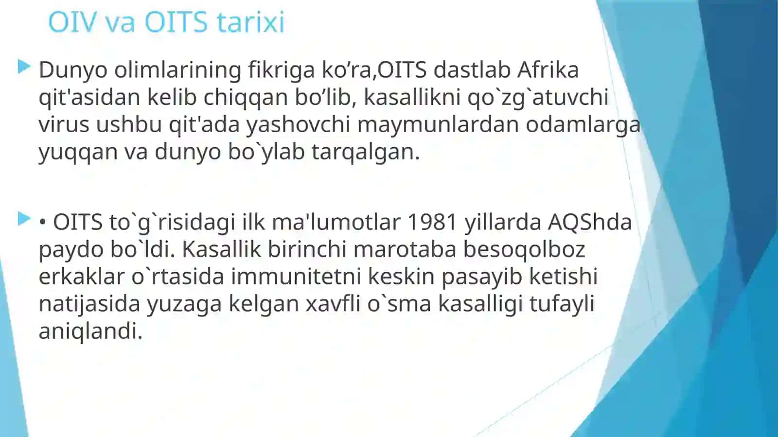 MAVZU: OITSvirusi, klassifikatsiyasi, patogenezi, laboratoriyatashxisi 3