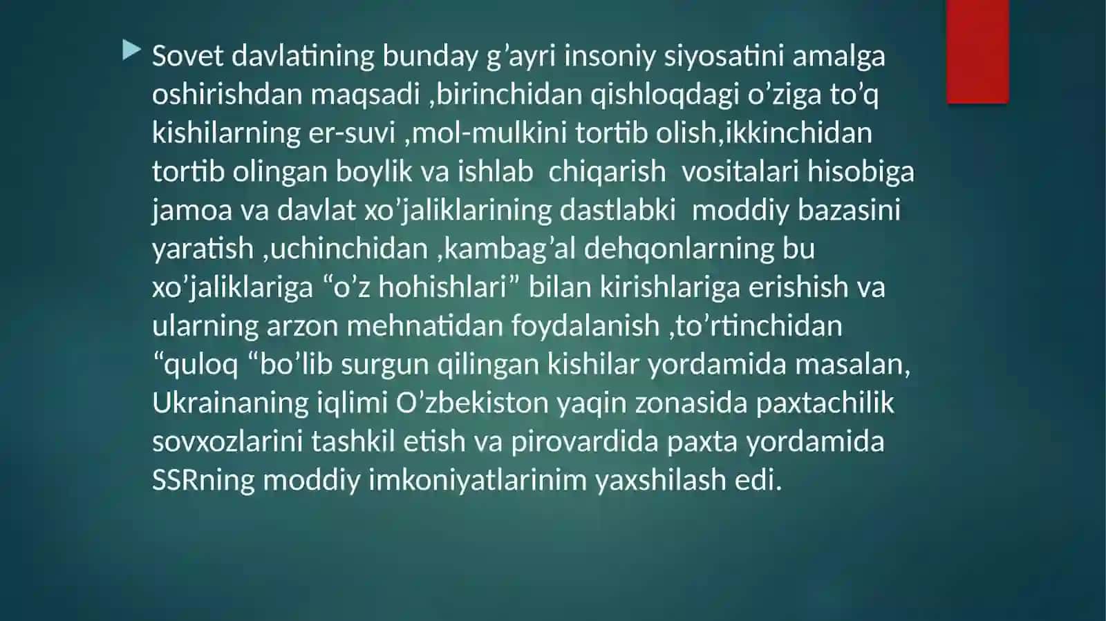 Sovet hokimyatining o’zbekiston SSRdagi kollektivlashtirish siyosati va uning oqibtalari (1925-1941 yillar) 3