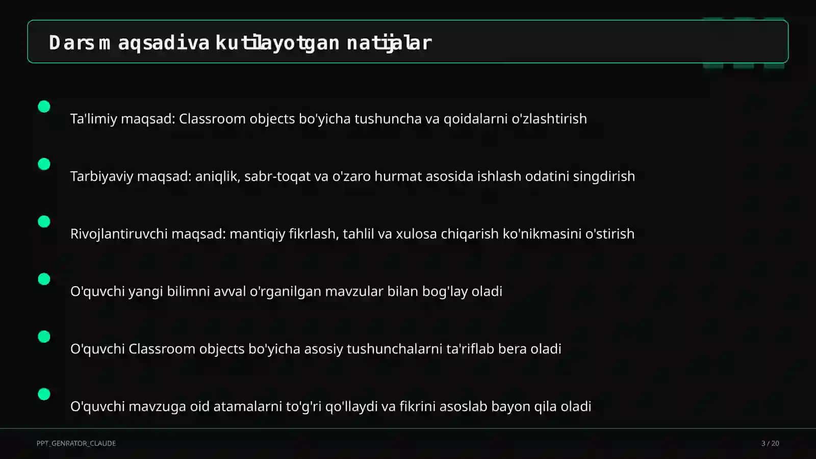 Classroom objects (2-sinf) 3