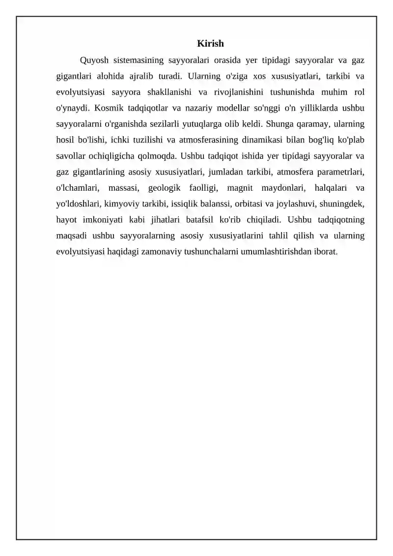 Yer va quyosh turkimidagi sayyoralar 3