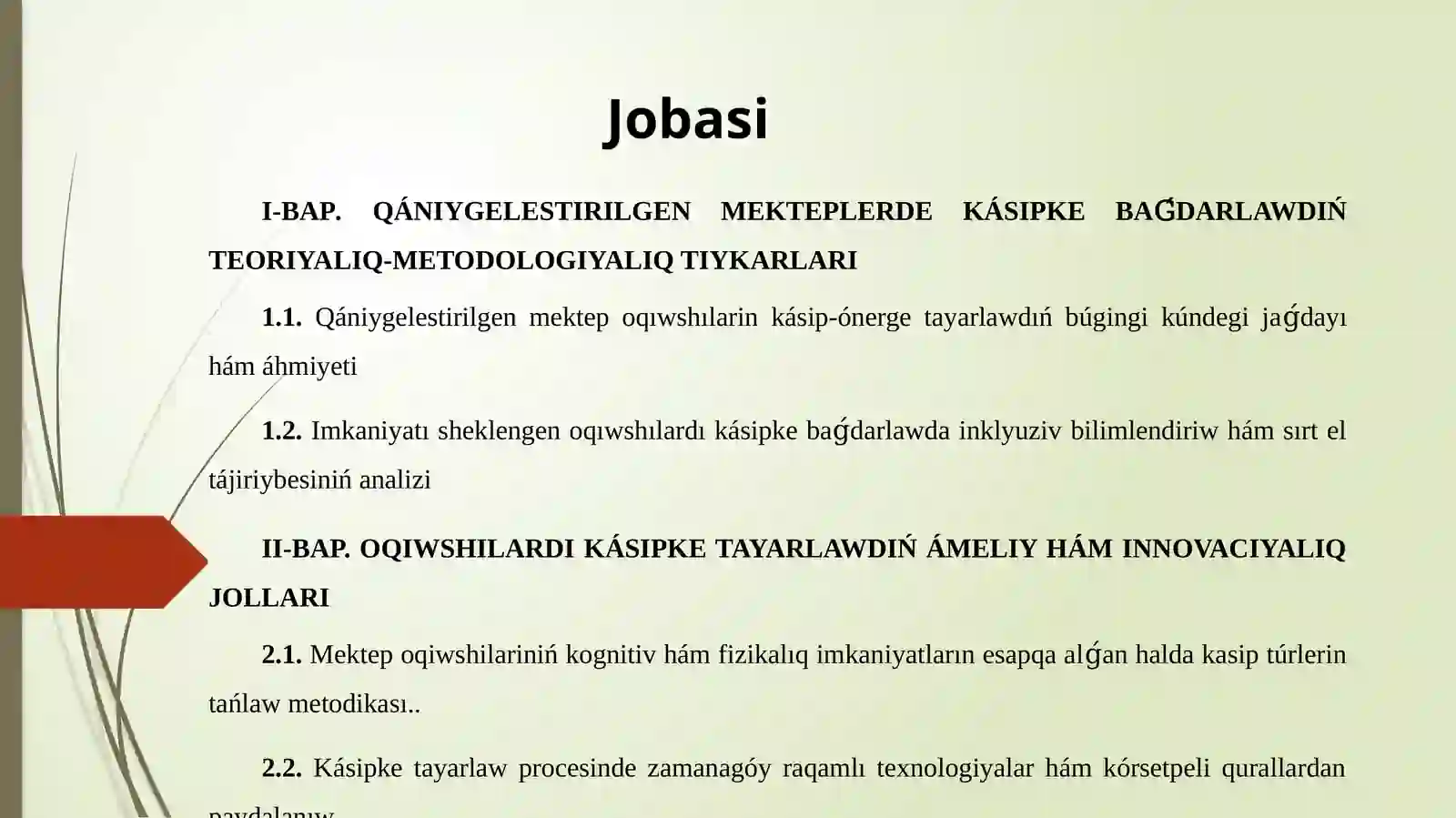 60110300 - Arnawlı pedagogika:oligofrenopedagogika tálim baǵdarı 3