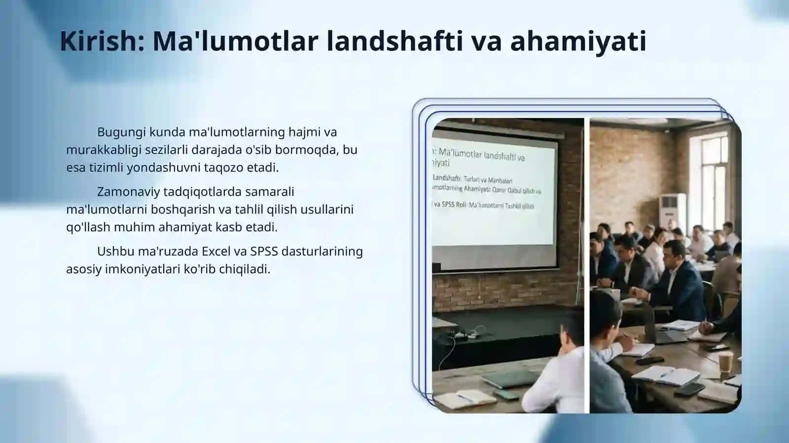 EXCEL VA SPSS KOMPYUTER DASTURLARIDA MA’LUMOTLARNI TASHKIL QILISH 3