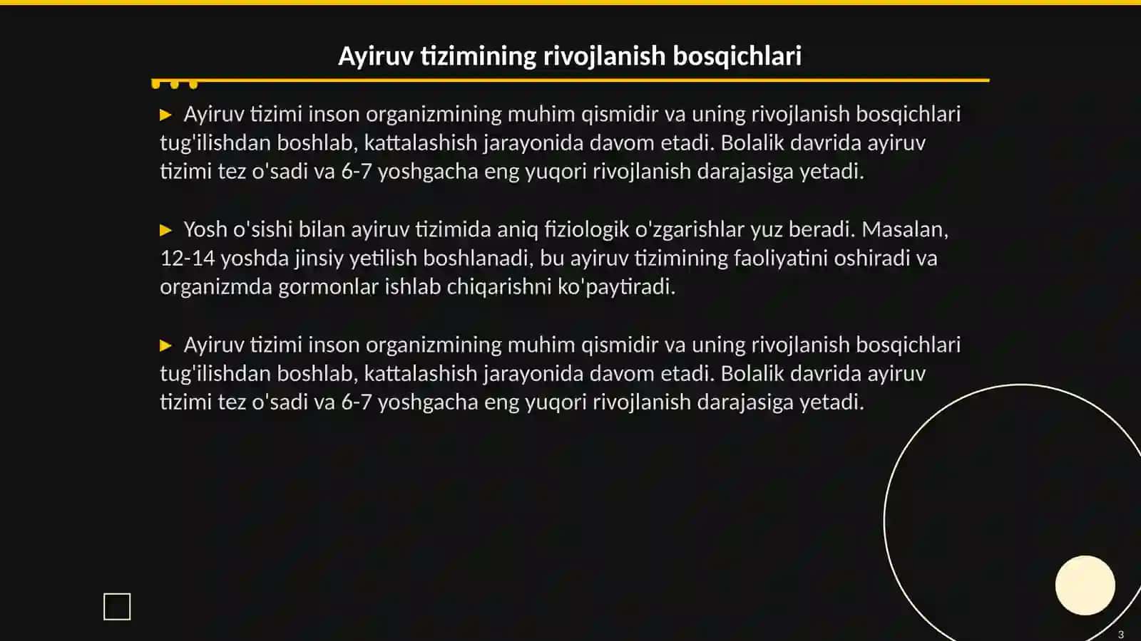 Ayiruv tizimining yoshga doir fiziologiyasi va gigiyenasi 3