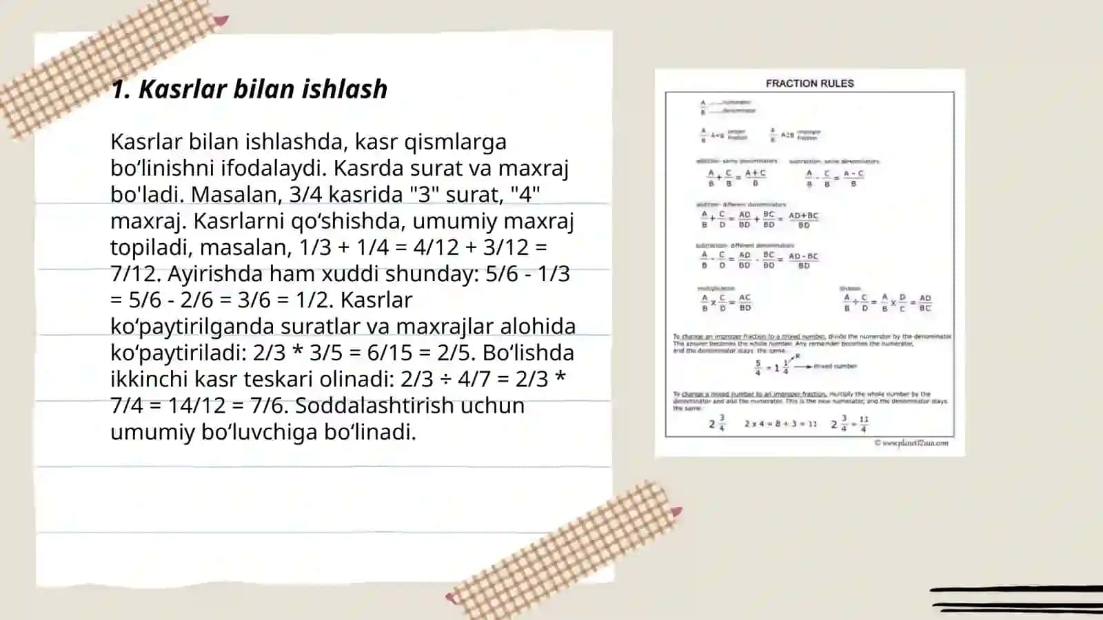 Algebraik kasrlarni qo'shish va ayirish 3