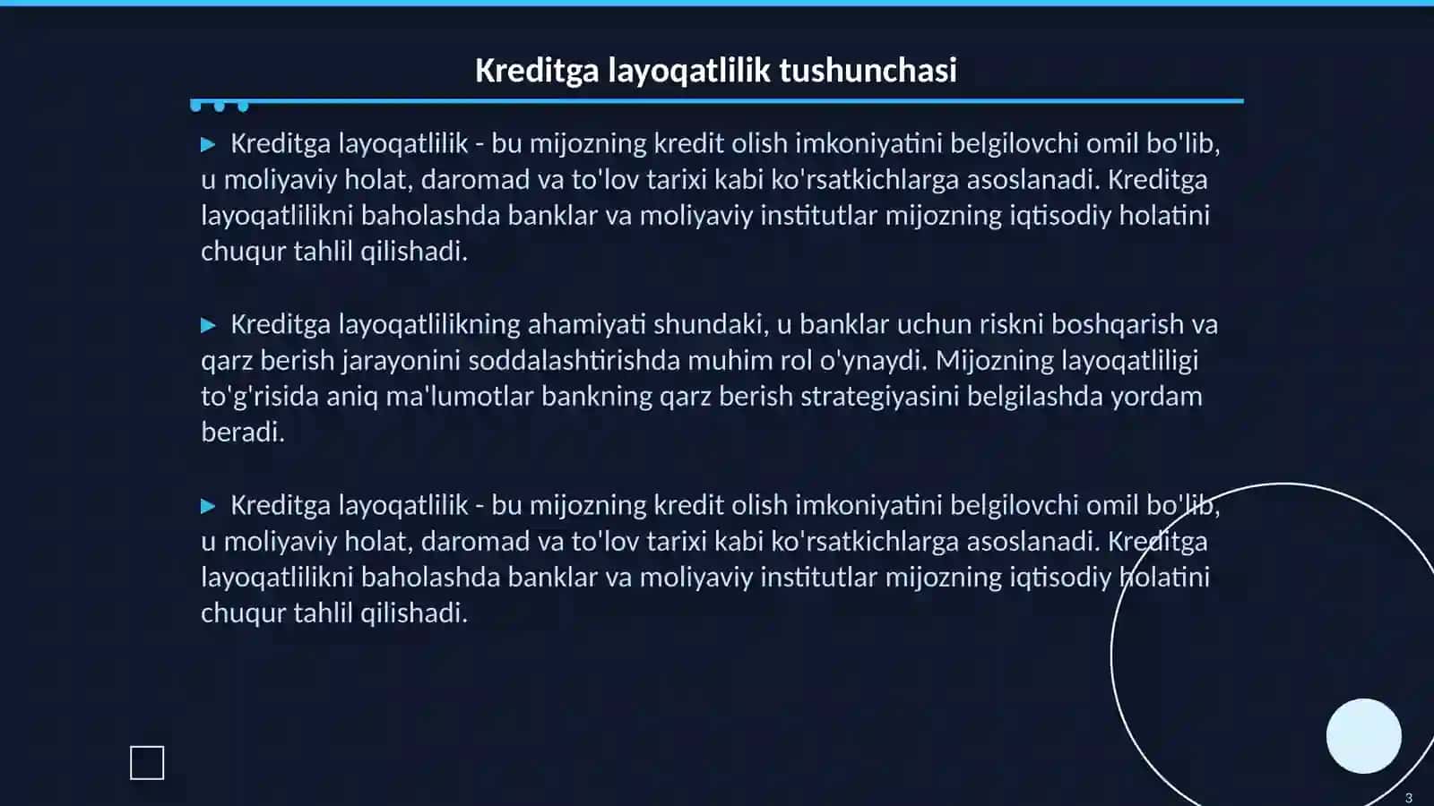Mijozning kreditga layoqatliligining asosiy va qòshimcha kòrsatkichlari 3