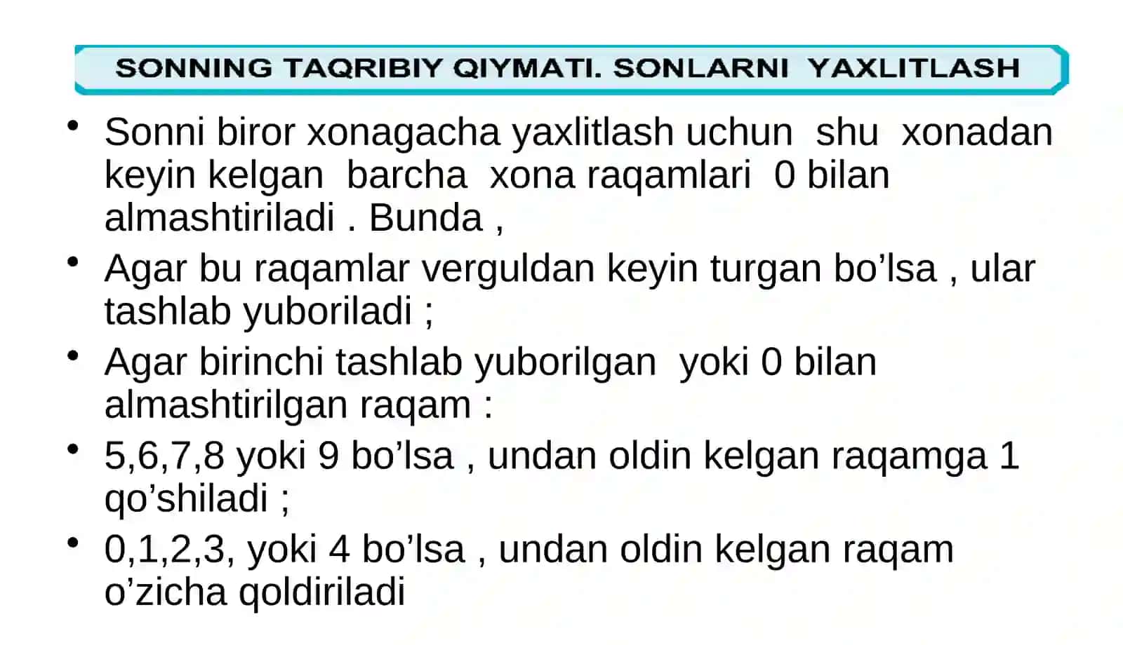 Sonlarni yaxlitlash usullari 3