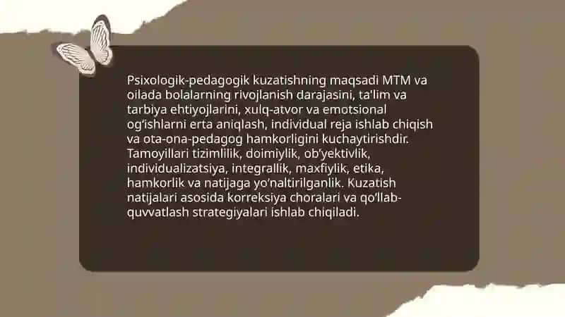 Psixologik-pedagogik kuzatishlar va bolalar rivojlanishidagi og'ishlarni korreksiyalash usullari MTM va oilada 3