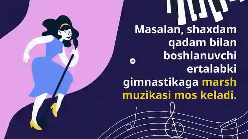 Ertalabki gimnastika uchun musiqa asarlarini tanlash 3