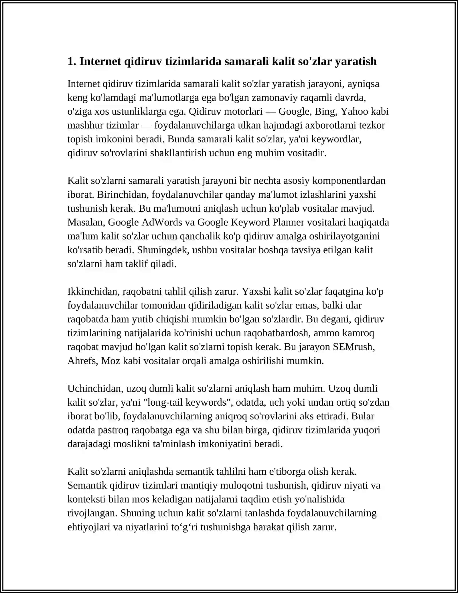 INTERNET QIDIRUV TIZIMIDA AXBOROTLAR QIDIRISH VA TANLANGAN AXBOROTLARNI OLISH 3