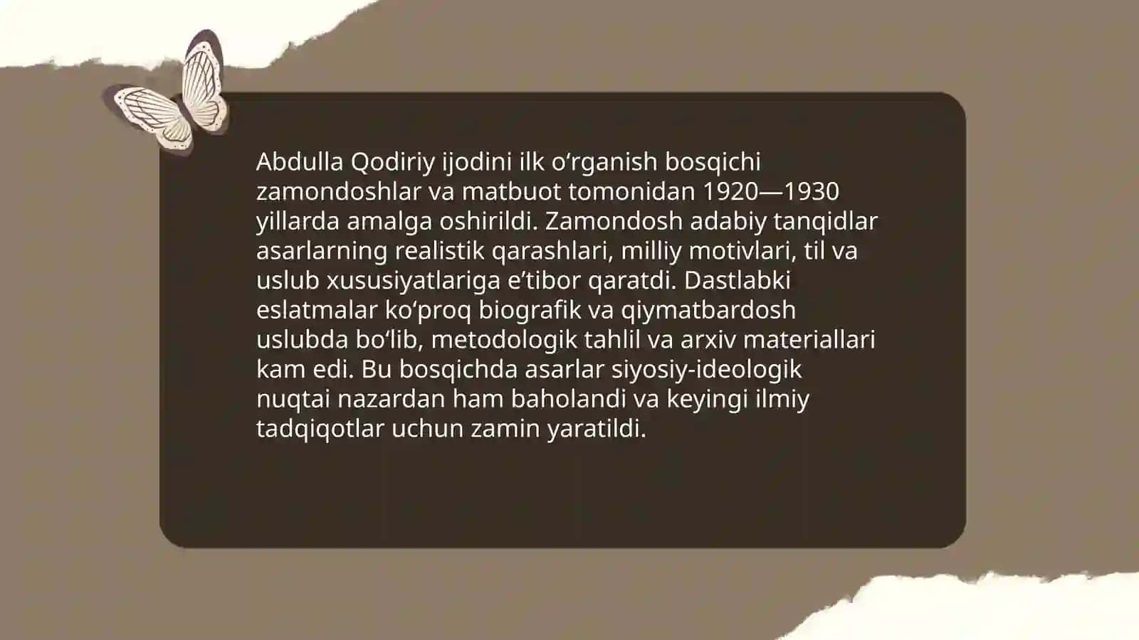 Abdulla Qodiriy ijodining oʻrganilish bosqichlari 3