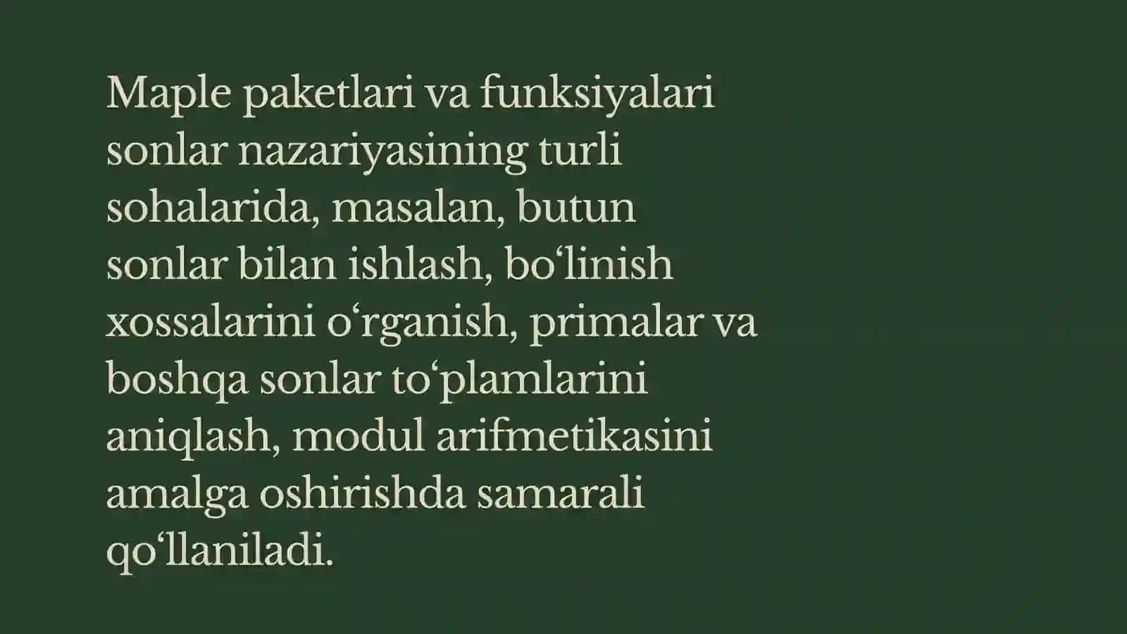 Maple Dasturida Sonlar Nazariyasi Masalalarini Yechish 3