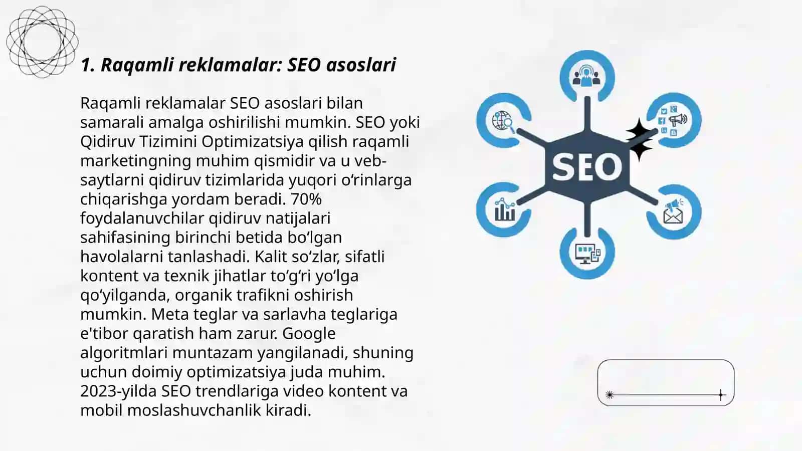 Raqamli reklamalar: SEO asoslari 3