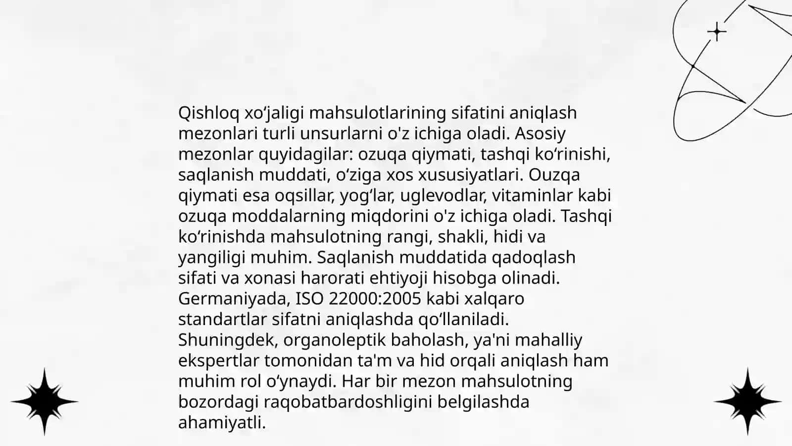 Qishloq xoʻjaligi mahsulotlarini sifat koʻrsatkichlari va ularni saralash hamda joylash usulari 3