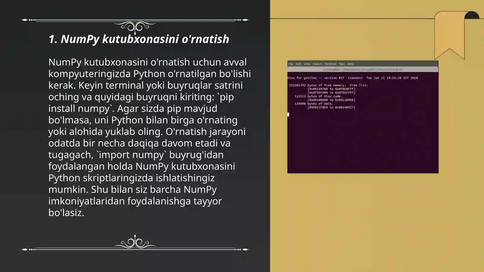 NumPy kutubxonasi bilan ishlash 3