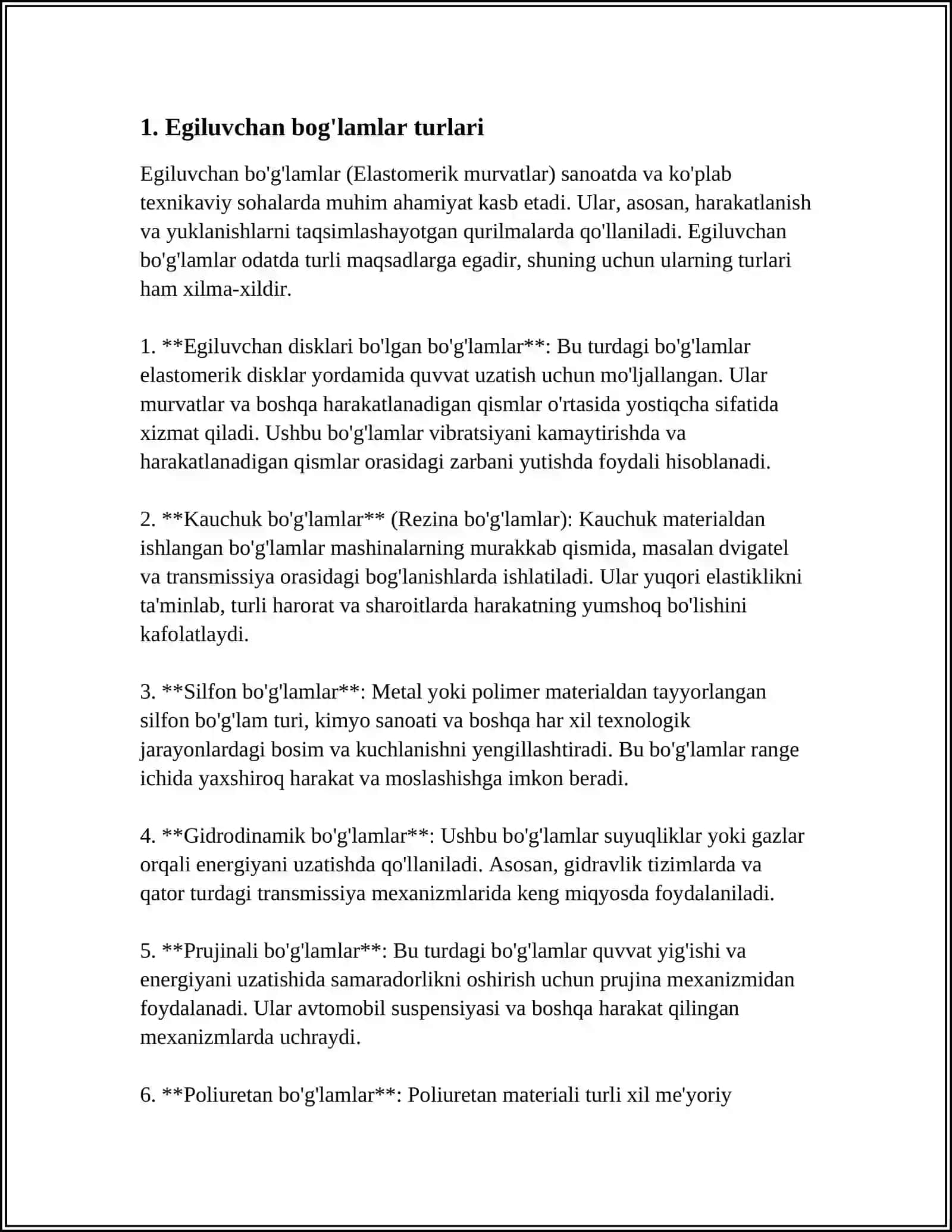 MUSTAQIL ISH Mavzu: EGILUVCHAN BÓĞIMLI MEXANIZMLARNI ÓRGANISH 3