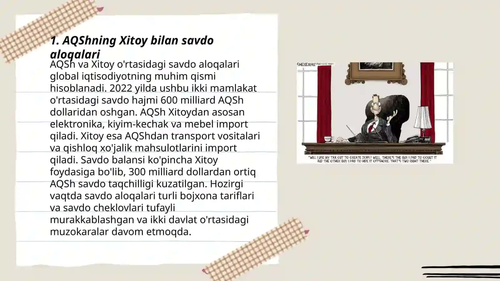 AQSh iqtisodiyoti. Jahon mamlakatlari bilan olib borayotgan iqtisodiy munosabatlari 3