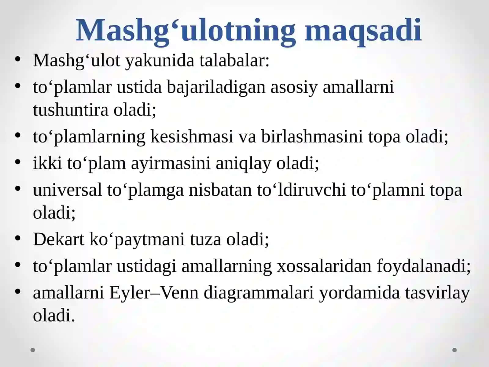 BOSHLANG‘ICH MATEMATIKA KURSI NAZARIYASI 3
