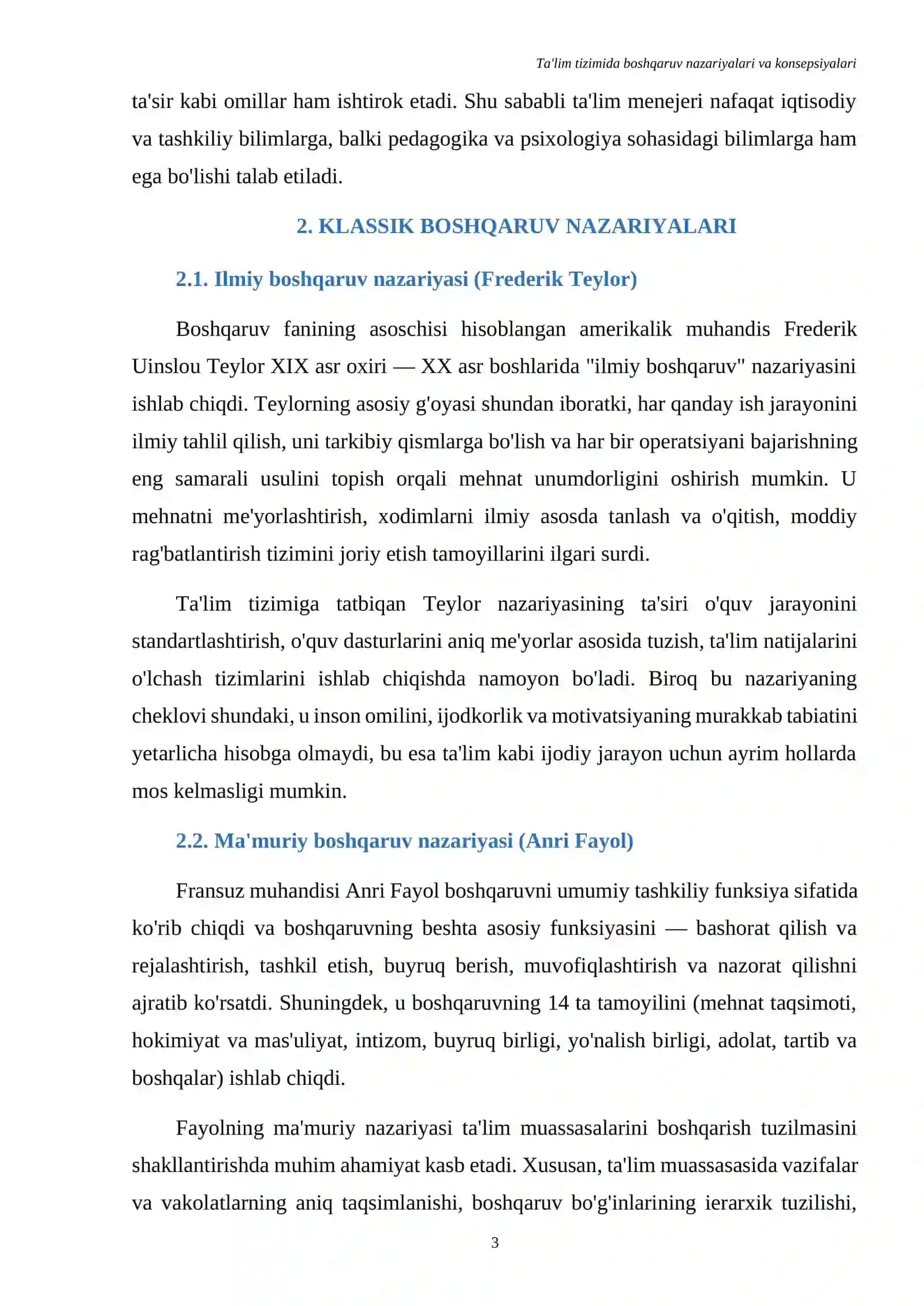 Ta'lim tizimida boshqaruv nazariyalari va konsepsiyalari 3