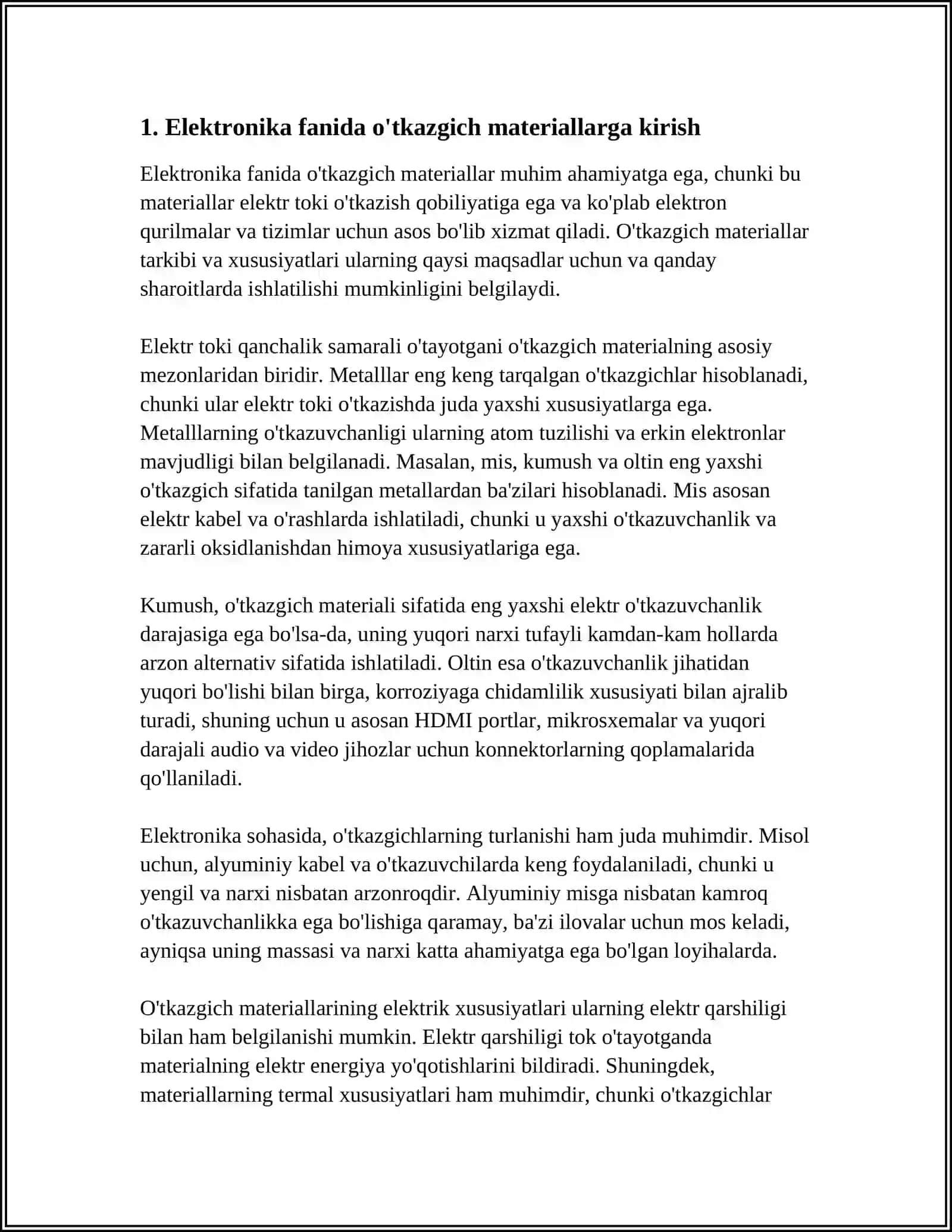 ELEKTRONIKA FANIDAN O'TKAZGICH MATERIALLAR 3