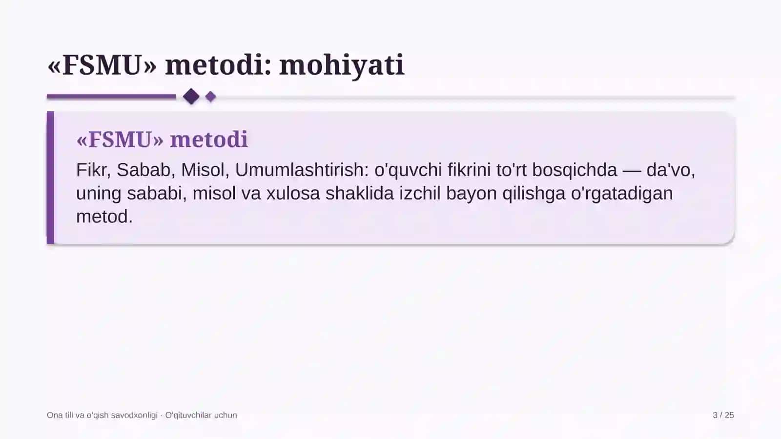 ona tili va o'qish savodxonligi darslarida fsmu metodidan foydalanish 2363 3