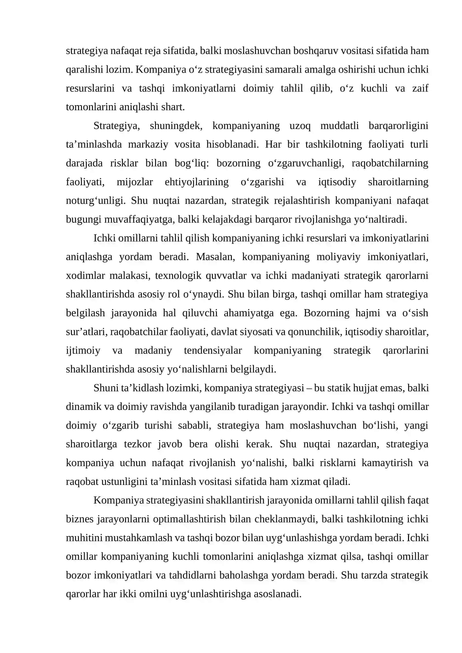 KOMPANIYA STRATEGIYALARINI BELGILOVCHI OMILLAR 3