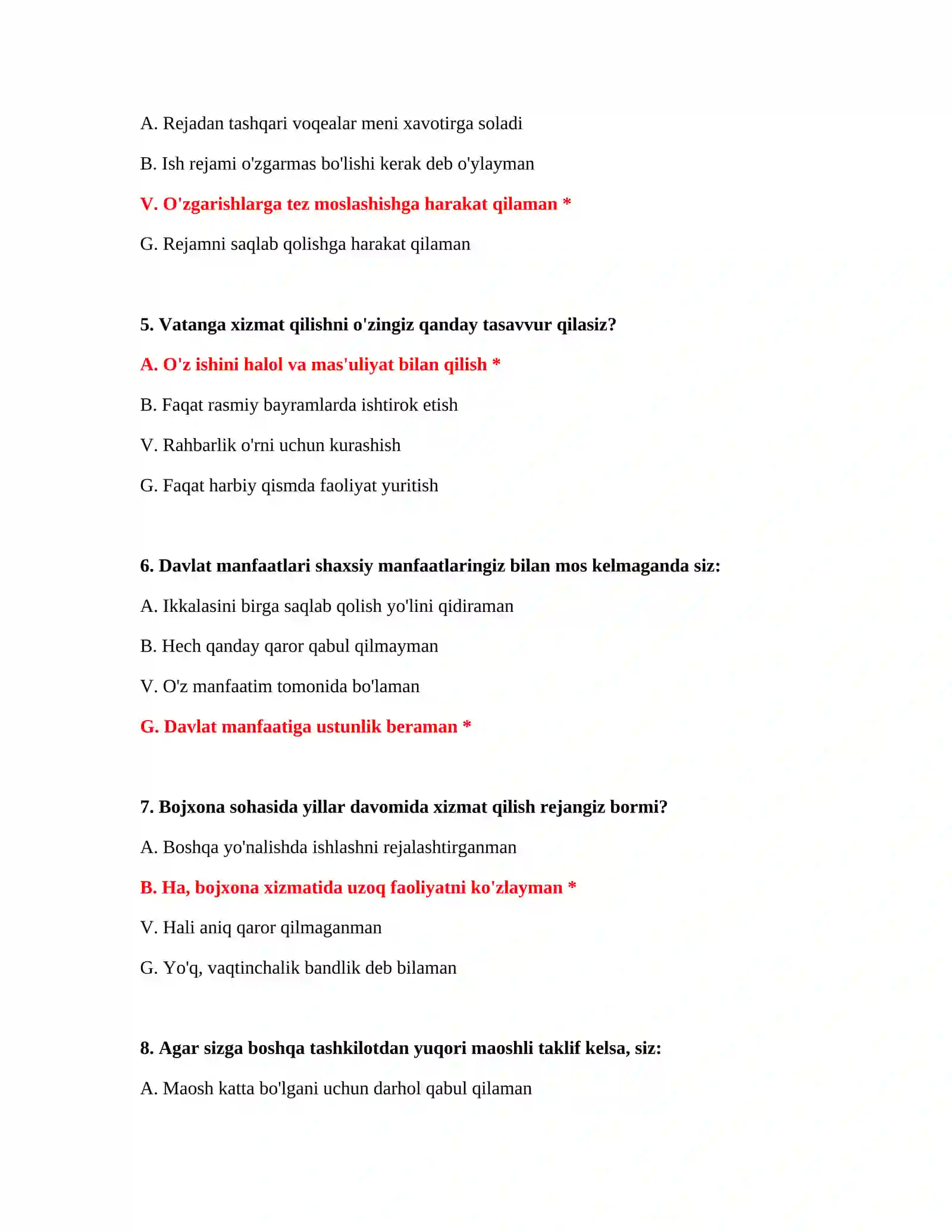 Bojxona test savollari Word 3