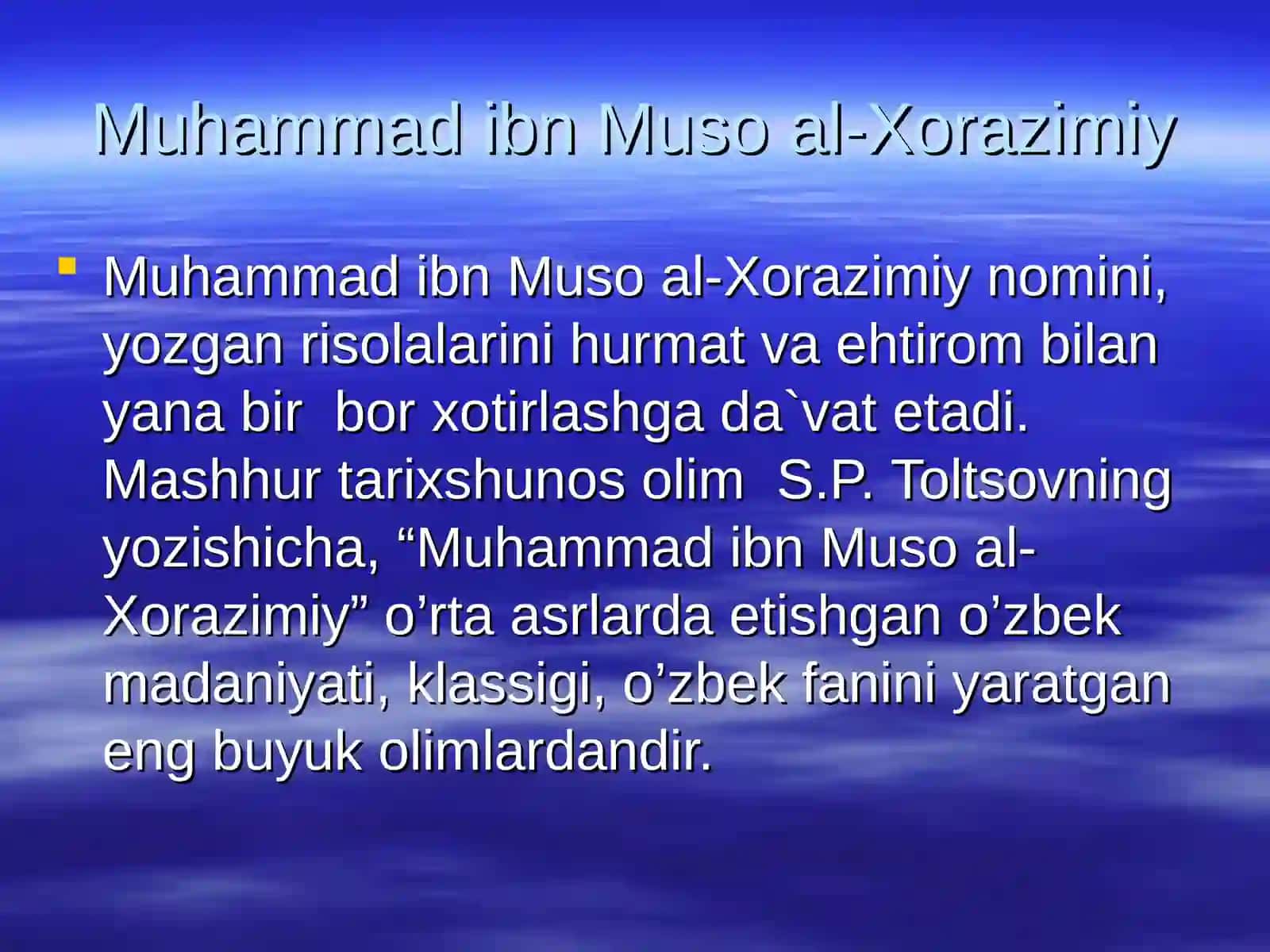 Markaziy Osiyo allomalarining matematika fanitaraqqiyotiga qo’shgan hissalari 3