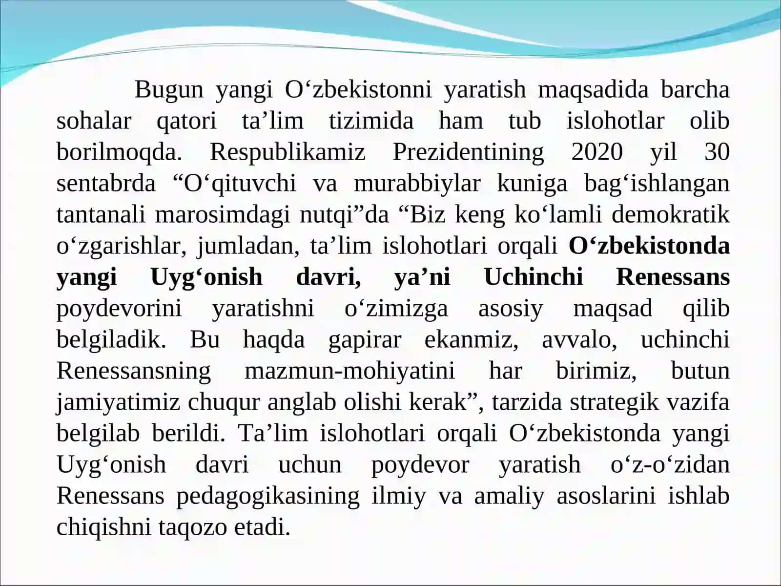 Uchinchi Renessans – Yangi O‘zbekiston taraqqiyotining tamal toshi 3