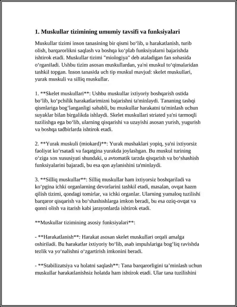 Muskullar Tizimi. Miologiyaning umumiy tavsifi va funksiyalari 3