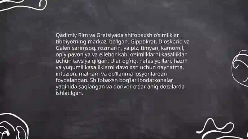 Qadimiy Rim va Gretsiyada shifobaxsh o‘simliklar 3